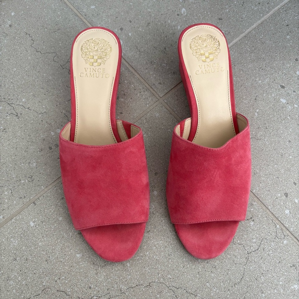 Vince Camuto Coral Suede Wedge Heel Sandals - Picture 3 of 8